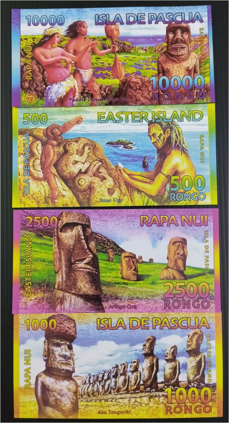 EASTER ISLAND - 4 x DIFFERENT NOTE SET - UNC MINT CONDITION - 1